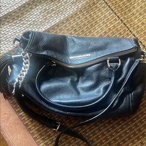 Michael Kors Black Shoulder Bag with Textured Finish